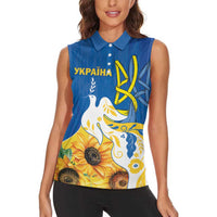 Stand For Ukraine Women Sleeveless Polo Shirt Dove Of Peace Sunflower