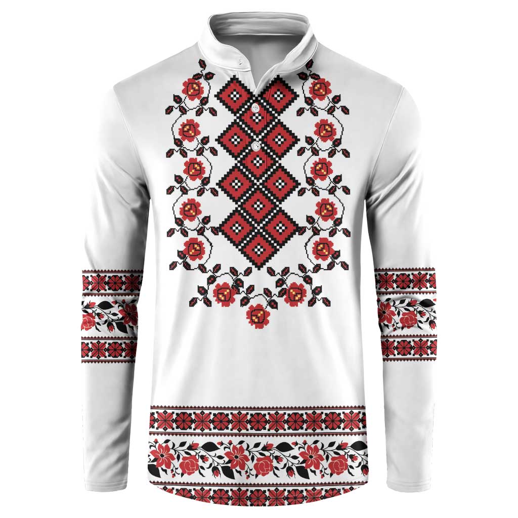 Ukraine Button Sweatshirt Ukrainian Traditional Folk Patterns