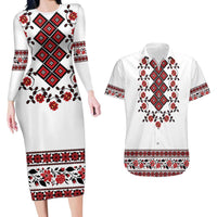 Ukraine Couples Matching Long Sleeve Bodycon Dress and Hawaiian Shirt Ukrainian Traditional Folk Patterns