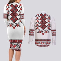 Ukraine Couples Matching Long Sleeve Bodycon Dress and Long Sleeve Button Shirt Ukrainian Traditional Folk Patterns