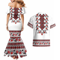 Ukraine Couples Matching Mermaid Dress and Hawaiian Shirt Ukrainian Traditional Folk Patterns