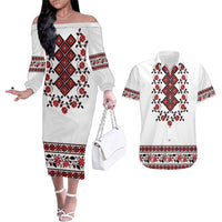 Ukraine Couples Matching Off The Shoulder Long Sleeve Dress and Hawaiian Shirt Ukrainian Traditional Folk Patterns