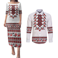 Ukraine Couples Matching Puletasi and Long Sleeve Button Shirt Ukrainian Traditional Folk Patterns