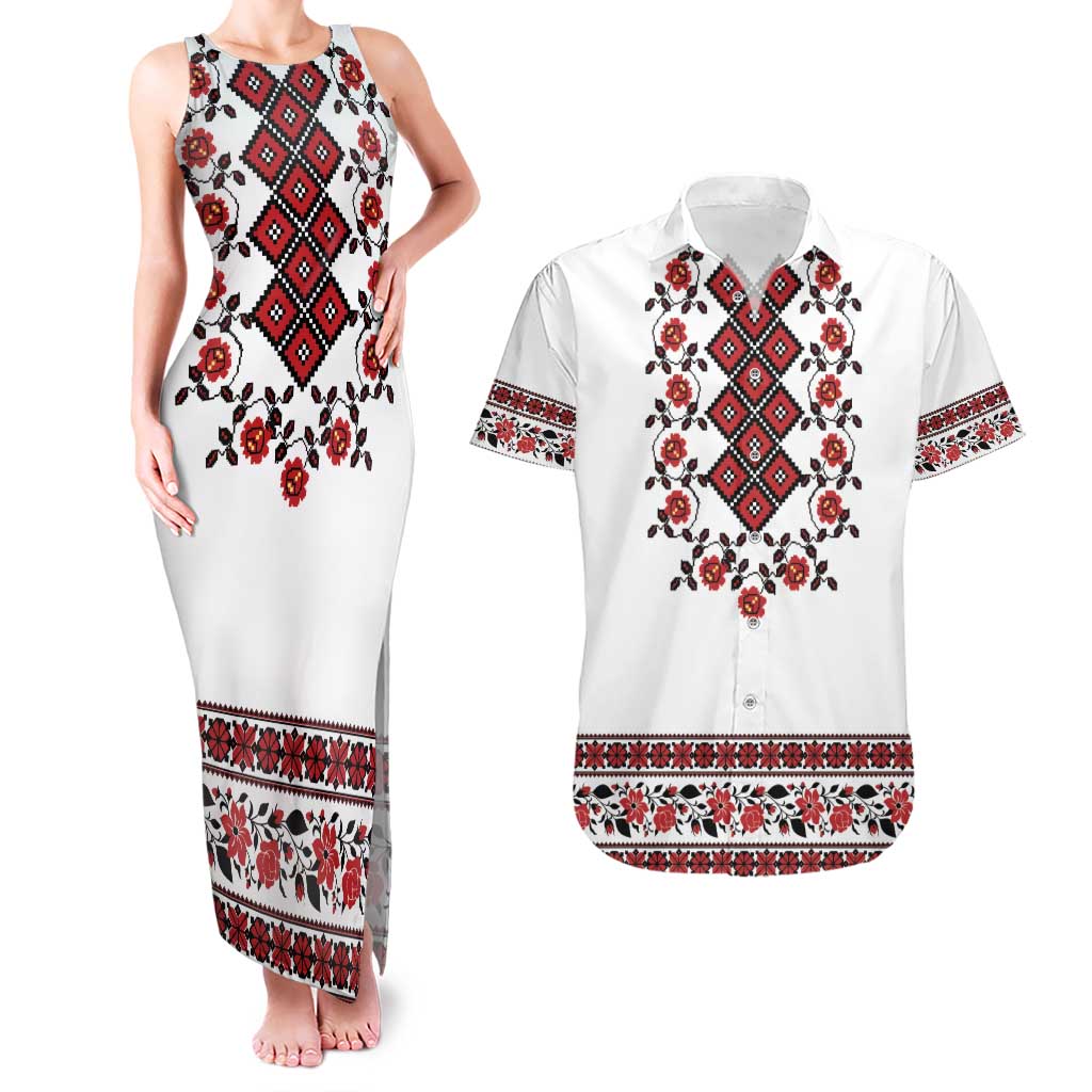 Ukraine Couples Matching Tank Maxi Dress and Hawaiian Shirt Ukrainian Traditional Folk Patterns