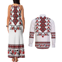 Ukraine Couples Matching Tank Maxi Dress and Long Sleeve Button Shirt Ukrainian Traditional Folk Patterns