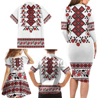 Ukraine Family Matching Long Sleeve Bodycon Dress and Hawaiian Shirt Ukrainian Traditional Folk Patterns