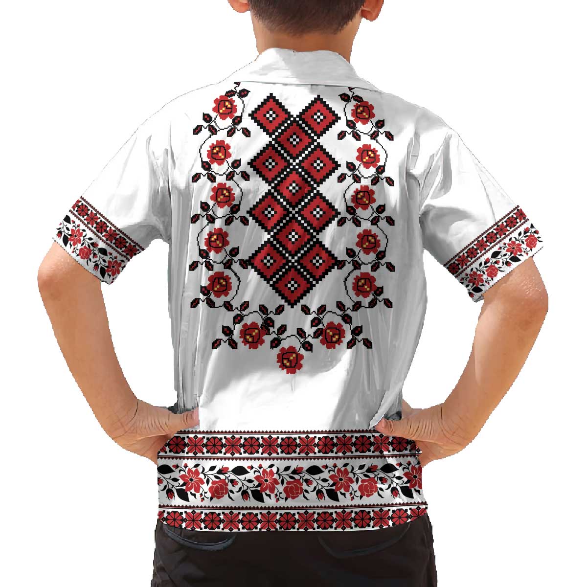 Ukraine Family Matching Off The Shoulder Long Sleeve Dress and Hawaiian Shirt Ukrainian Traditional Folk Patterns