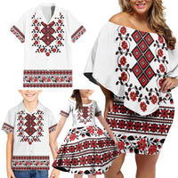 Ukraine Family Matching Off Shoulder Short Dress and Hawaiian Shirt Ukrainian Traditional Folk Patterns