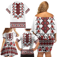 Ukraine Family Matching Off Shoulder Short Dress and Hawaiian Shirt Ukrainian Traditional Folk Patterns