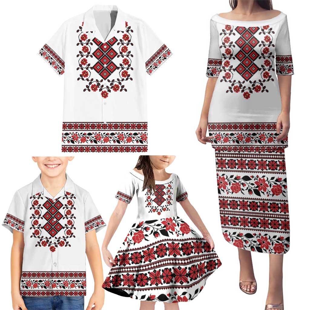 Ukraine Family Matching Puletasi and Hawaiian Shirt Ukrainian Traditional Folk Patterns