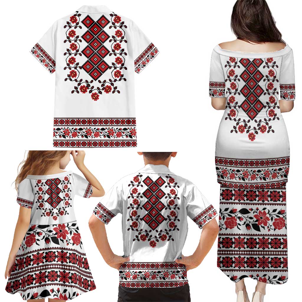 Ukraine Family Matching Puletasi and Hawaiian Shirt Ukrainian Traditional Folk Patterns
