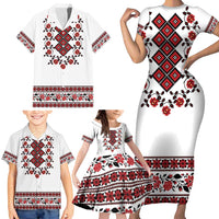 Ukraine Family Matching Short Sleeve Bodycon Dress and Hawaiian Shirt Ukrainian Traditional Folk Patterns