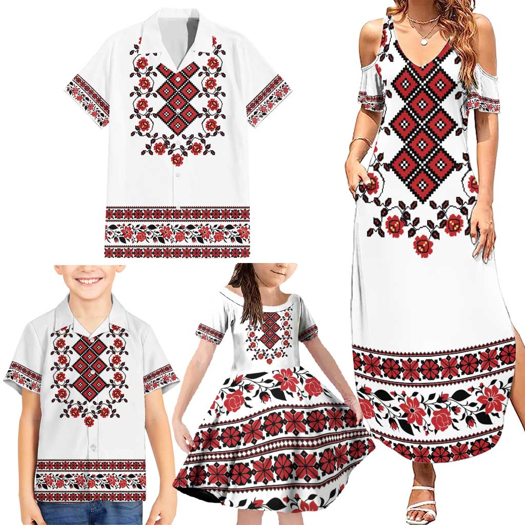 Ukraine Family Matching Summer Maxi Dress and Hawaiian Shirt Ukrainian Traditional Folk Patterns