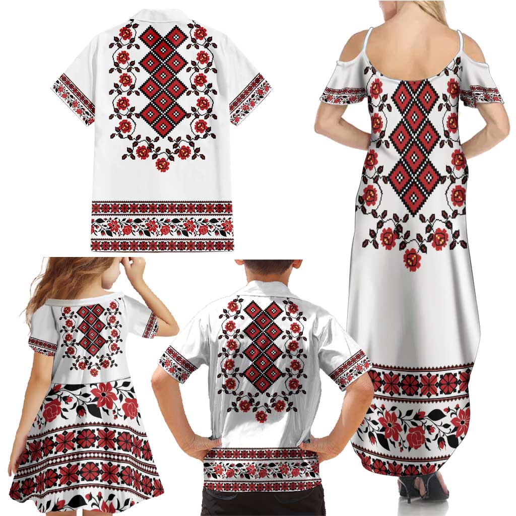 Ukraine Family Matching Summer Maxi Dress and Hawaiian Shirt Ukrainian Traditional Folk Patterns