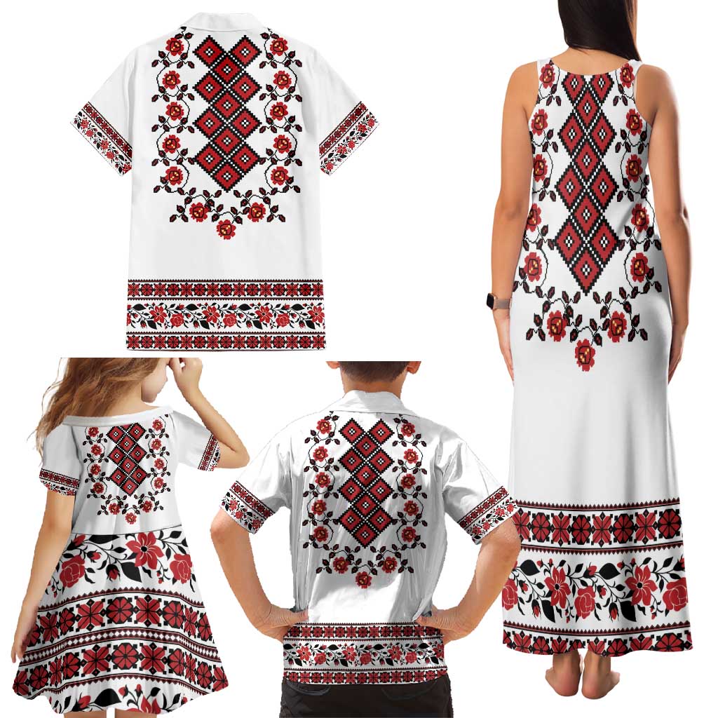Ukraine Family Matching Tank Maxi Dress and Hawaiian Shirt Ukrainian Traditional Folk Patterns