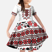 Ukraine Kid Short Sleeve Dress Ukrainian Traditional Folk Patterns