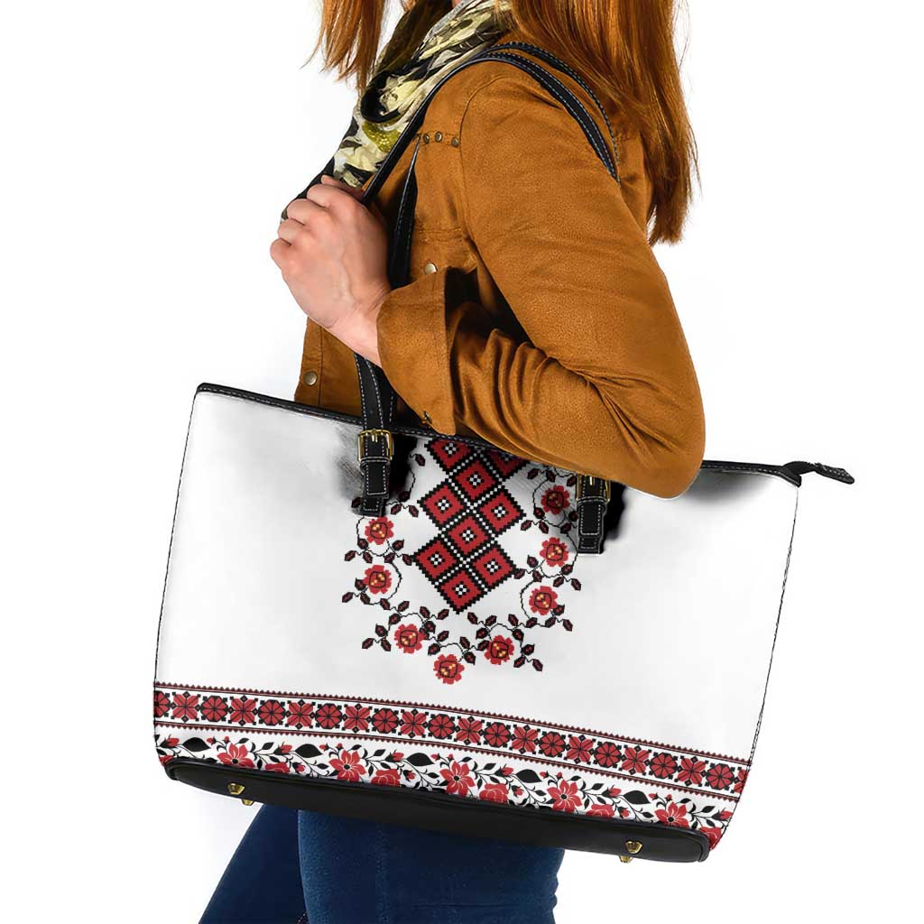 Ukraine Leather Tote Bag Ukrainian Traditional Folk Patterns
