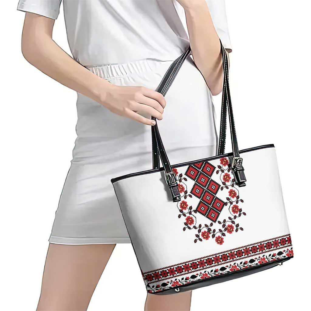 Ukraine Leather Tote Bag Ukrainian Traditional Folk Patterns