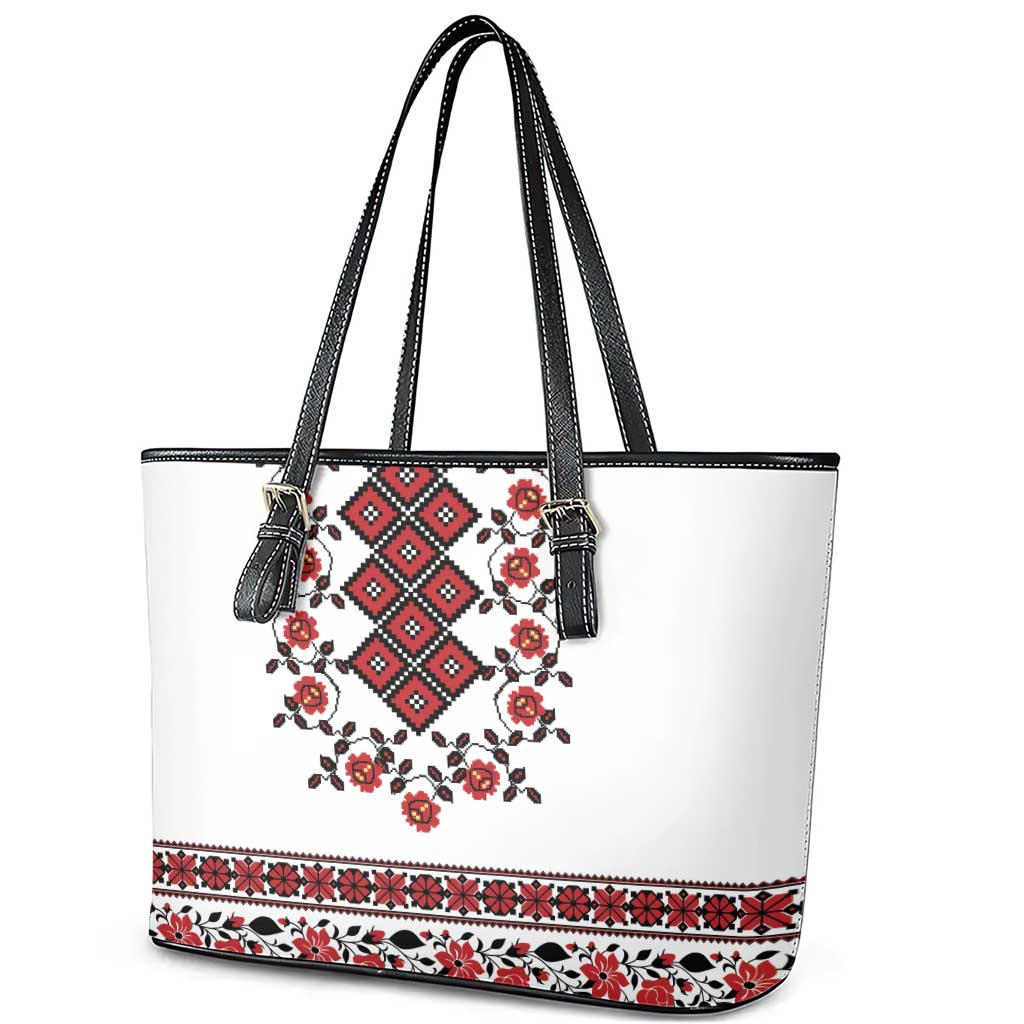 Ukraine Leather Tote Bag Ukrainian Traditional Folk Patterns