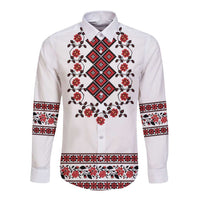 Ukraine Long Sleeve Button Shirt Ukrainian Traditional Folk Patterns