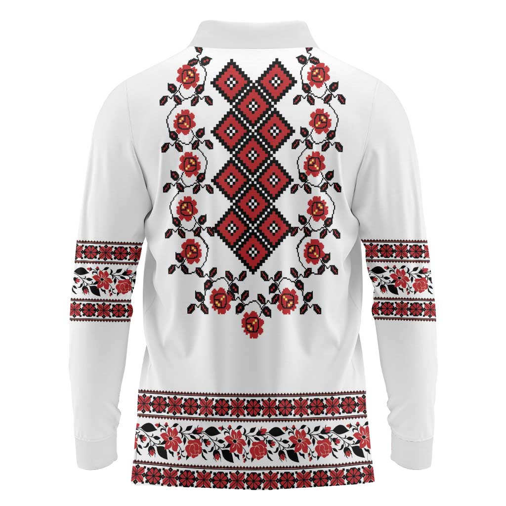 Ukraine Long Sleeve Polo Shirt Ukrainian Traditional Folk Patterns
