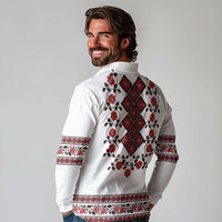 Ukraine Long Sleeve Polo Shirt Ukrainian Traditional Folk Patterns