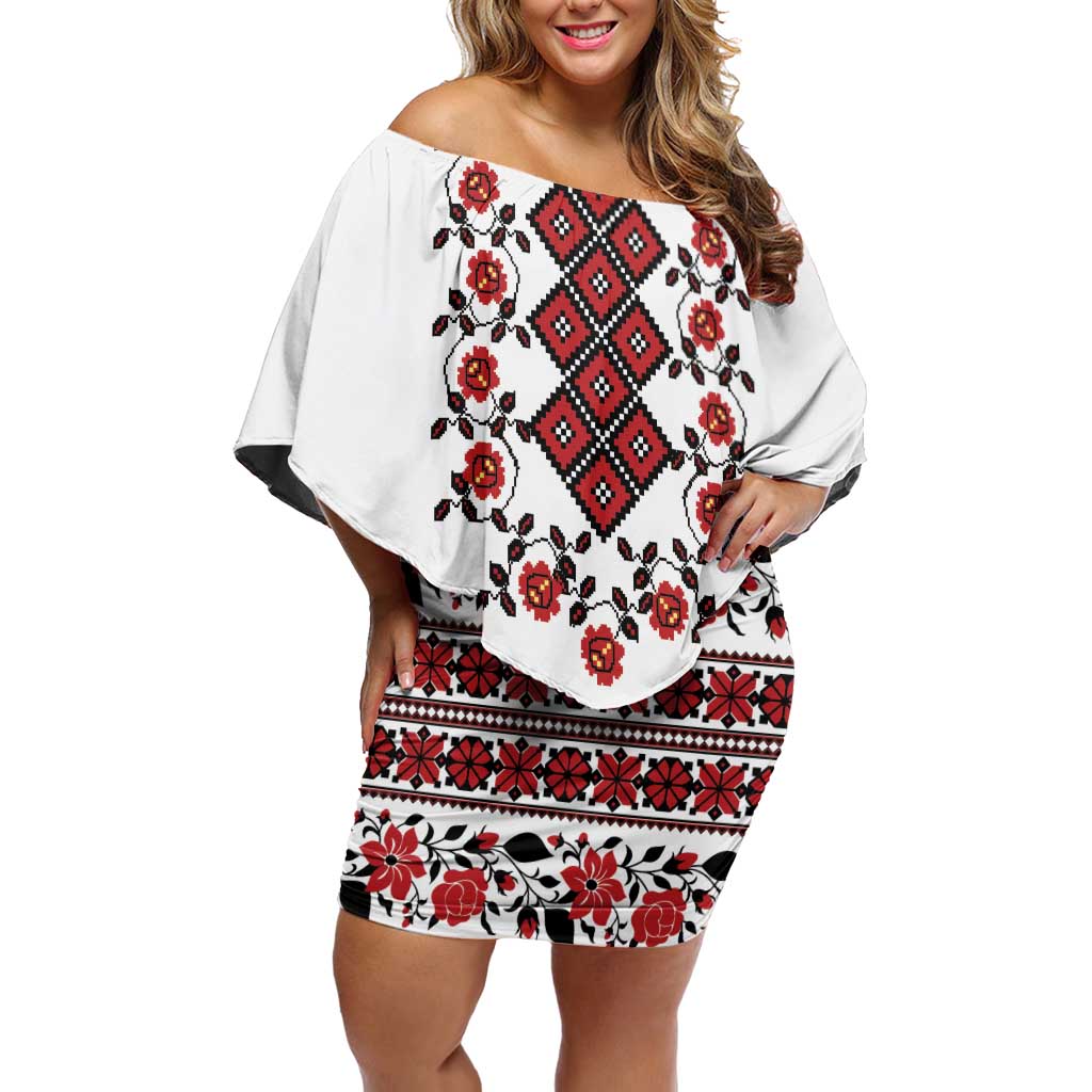 Ukraine Off Shoulder Short Dress Ukrainian Traditional Folk Patterns