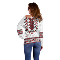 Ukraine Off Shoulder Sweater Ukrainian Traditional Folk Patterns