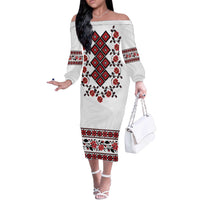 Ukraine Off The Shoulder Long Sleeve Dress Ukrainian Traditional Folk Patterns