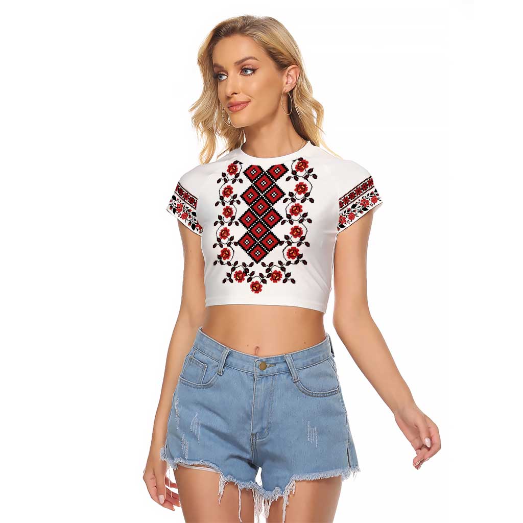 Ukraine Raglan Cropped T Shirt Ukrainian Traditional Folk Patterns