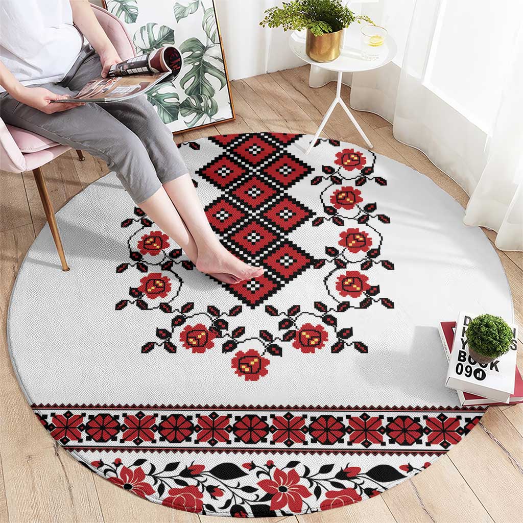 Ukraine Round Carpet Ukrainian Traditional Folk Patterns