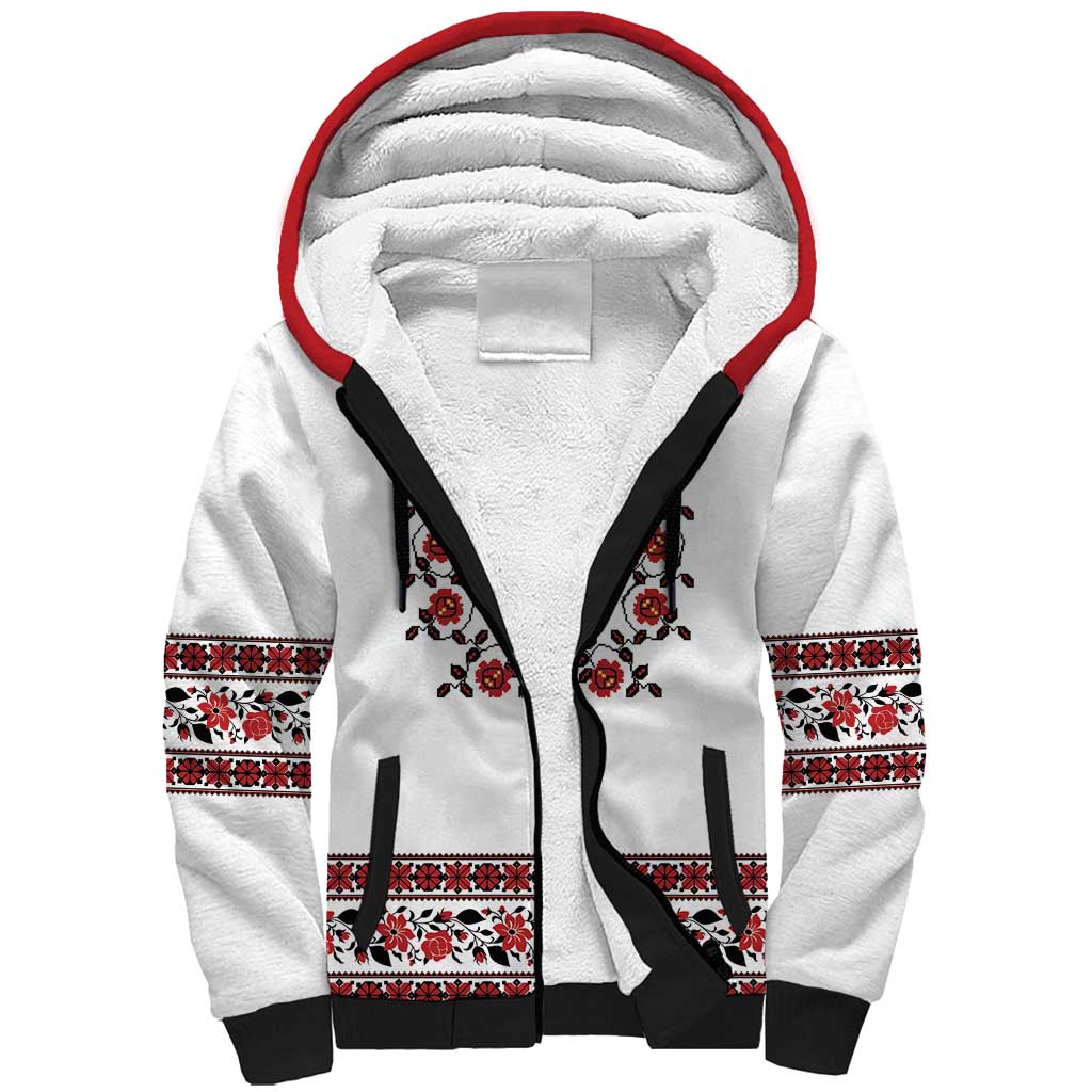 Ukraine Sherpa Hoodie Ukrainian Traditional Folk Patterns
