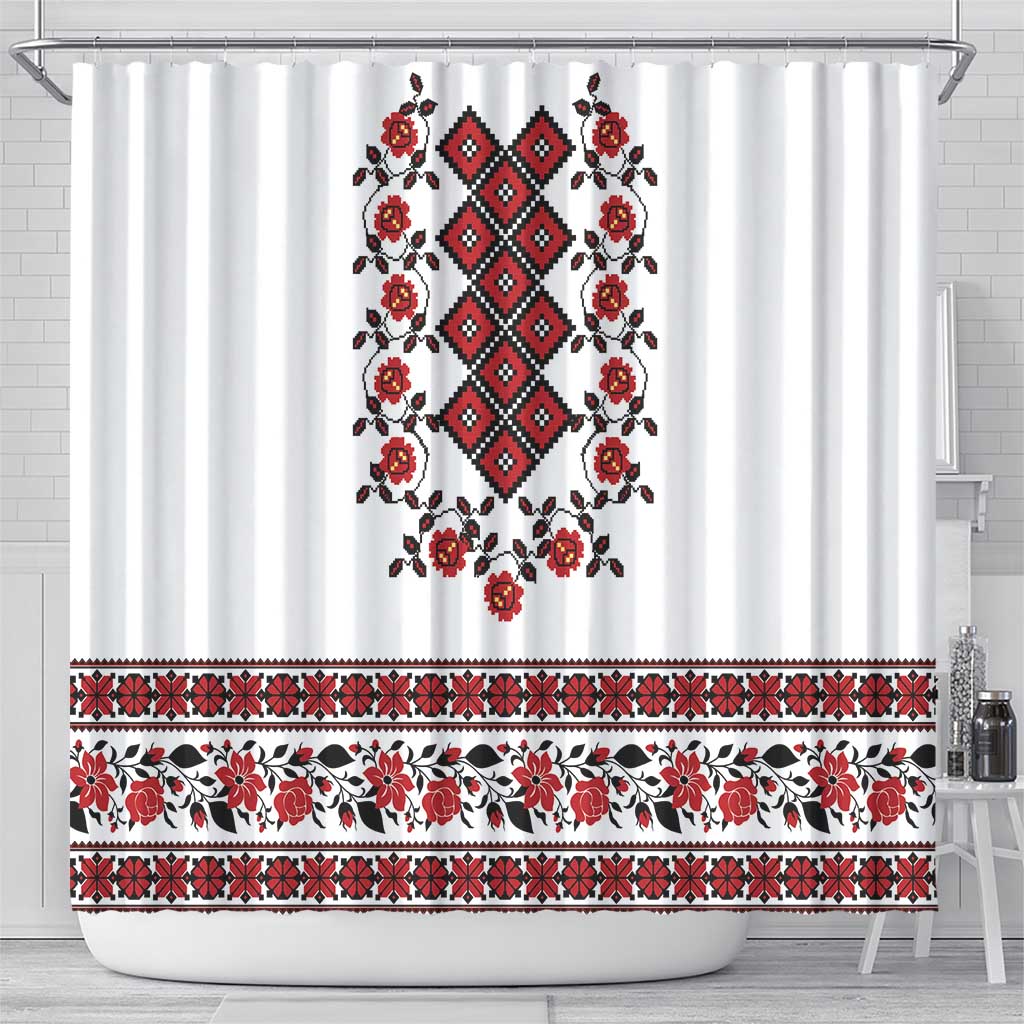 Ukraine Shower Curtain Ukrainian Traditional Folk Patterns