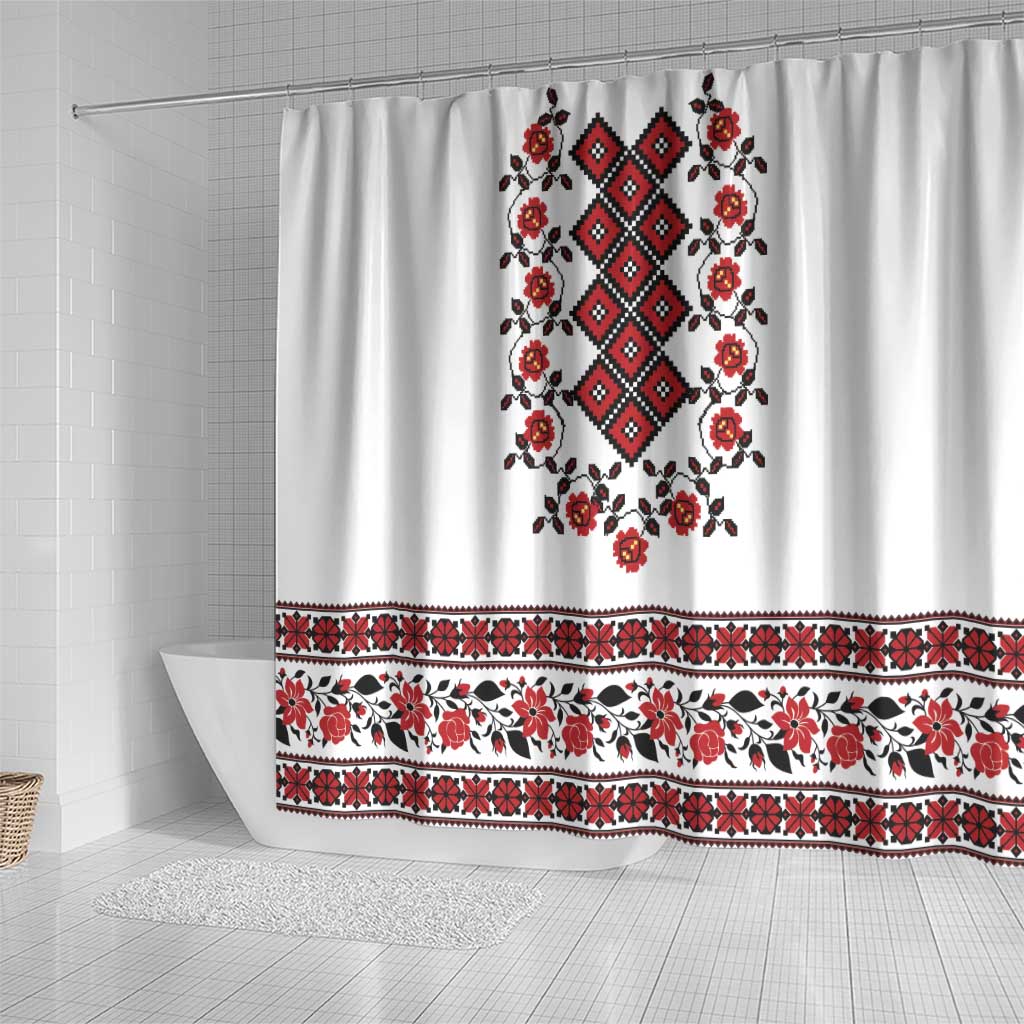 Ukraine Shower Curtain Ukrainian Traditional Folk Patterns