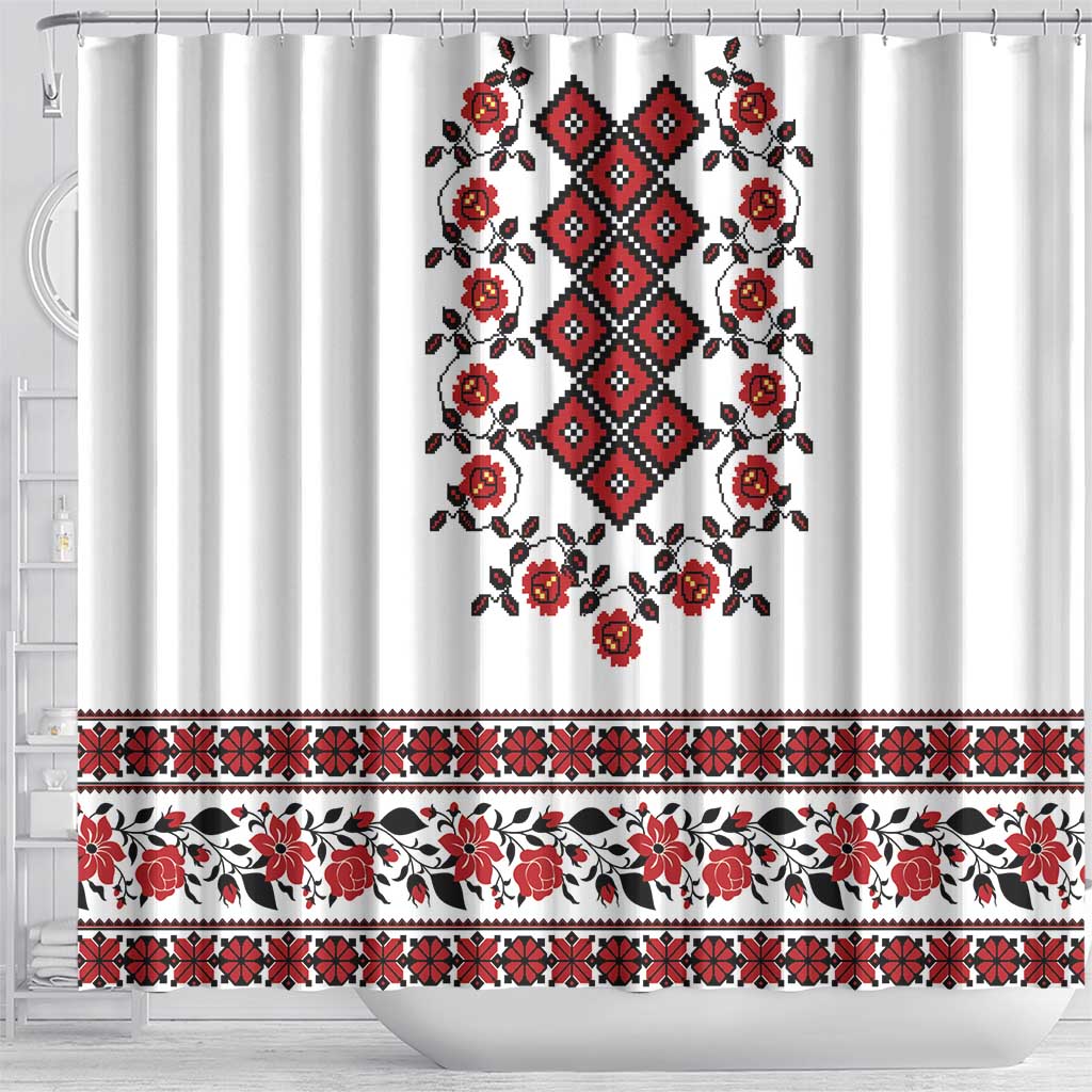 Ukraine Shower Curtain Ukrainian Traditional Folk Patterns