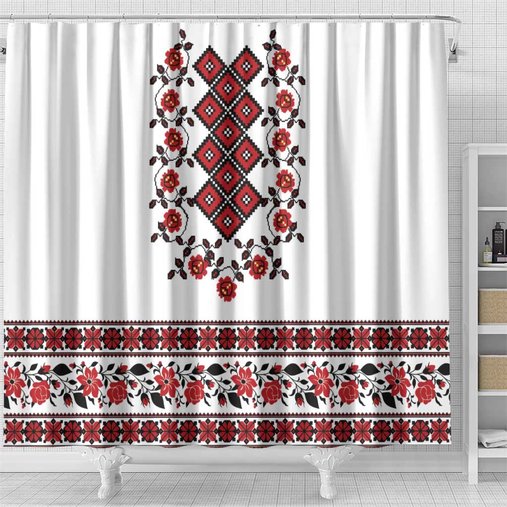 Ukraine Shower Curtain Ukrainian Traditional Folk Patterns