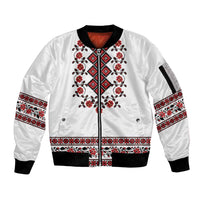 Ukraine Sleeve Zip Bomber Jacket Ukrainian Traditional Folk Patterns