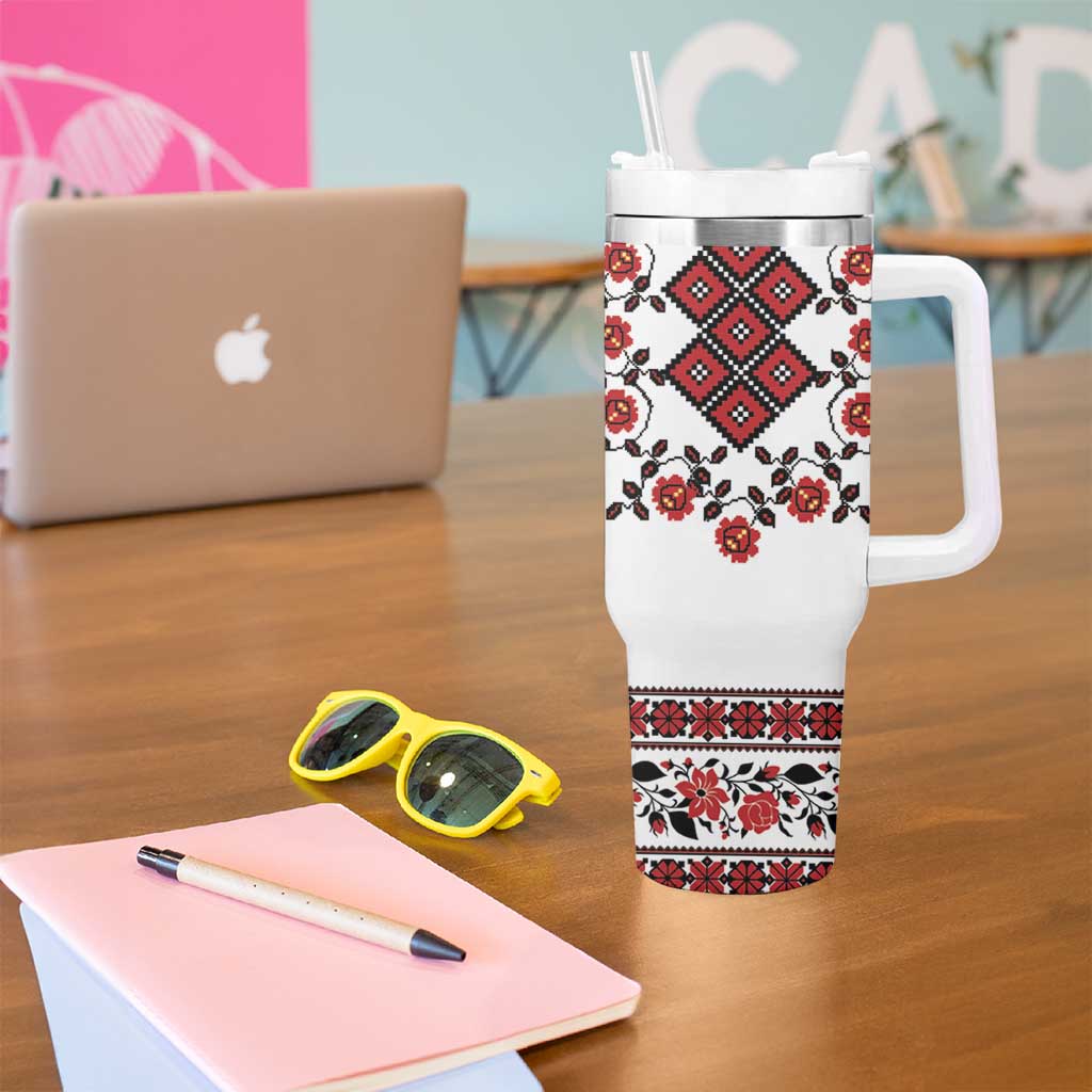 Ukraine Tumbler With Handle Ukrainian Traditional Folk Patterns