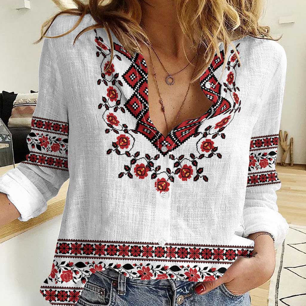 Ukraine Women Casual Shirt Ukrainian Traditional Folk Patterns