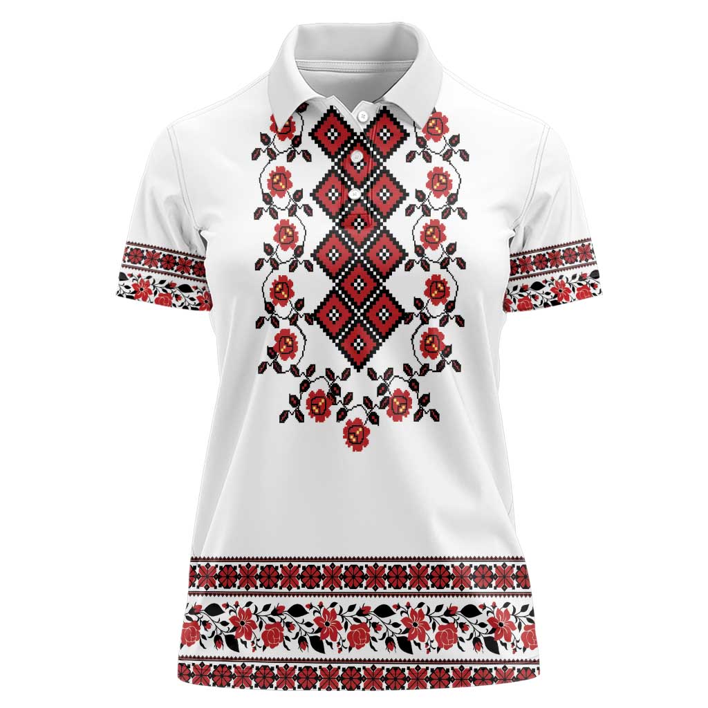 Ukraine Women Polo Shirt Ukrainian Traditional Folk Patterns
