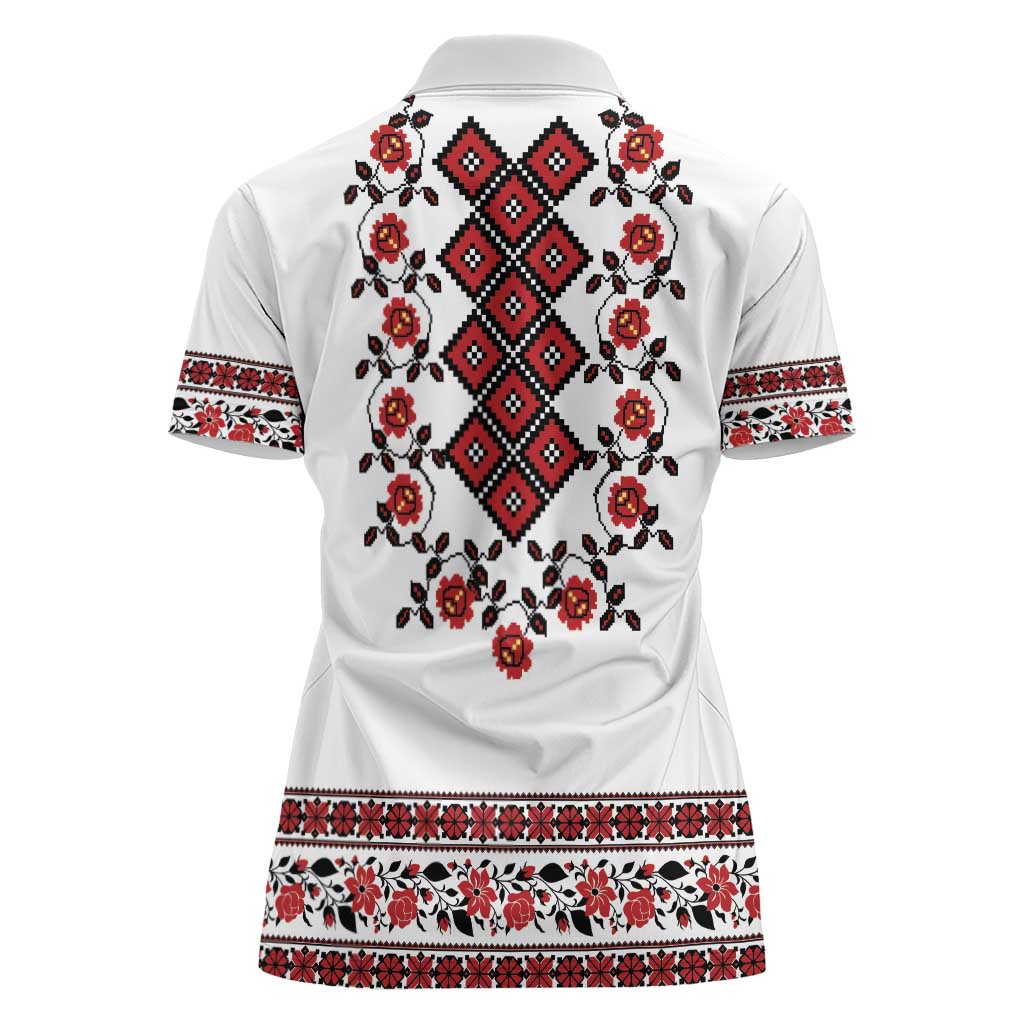 Ukraine Women Polo Shirt Ukrainian Traditional Folk Patterns