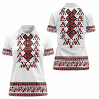 Ukraine Women Polo Shirt Ukrainian Traditional Folk Patterns