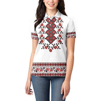 Ukraine Women Polo Shirt Ukrainian Traditional Folk Patterns