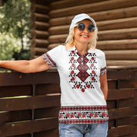 Ukraine Women Polo Shirt Ukrainian Traditional Folk Patterns