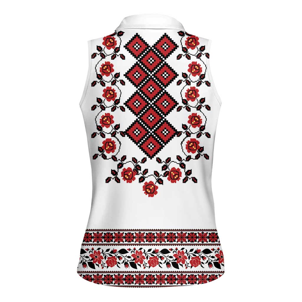 Ukraine Women Sleeveless Polo Shirt Ukrainian Traditional Folk Patterns