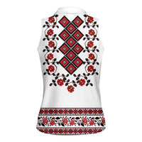 Ukraine Women Sleeveless Polo Shirt Ukrainian Traditional Folk Patterns