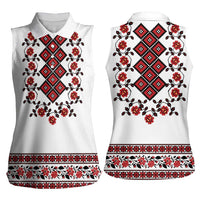 Ukraine Women Sleeveless Polo Shirt Ukrainian Traditional Folk Patterns