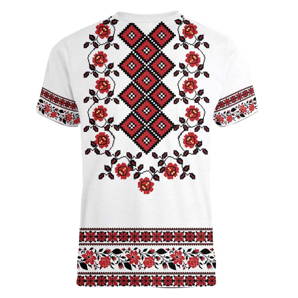 Ukraine Women V-Neck T-Shirt Ukrainian Traditional Folk Patterns