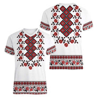 Ukraine Women V-Neck T-Shirt Ukrainian Traditional Folk Patterns