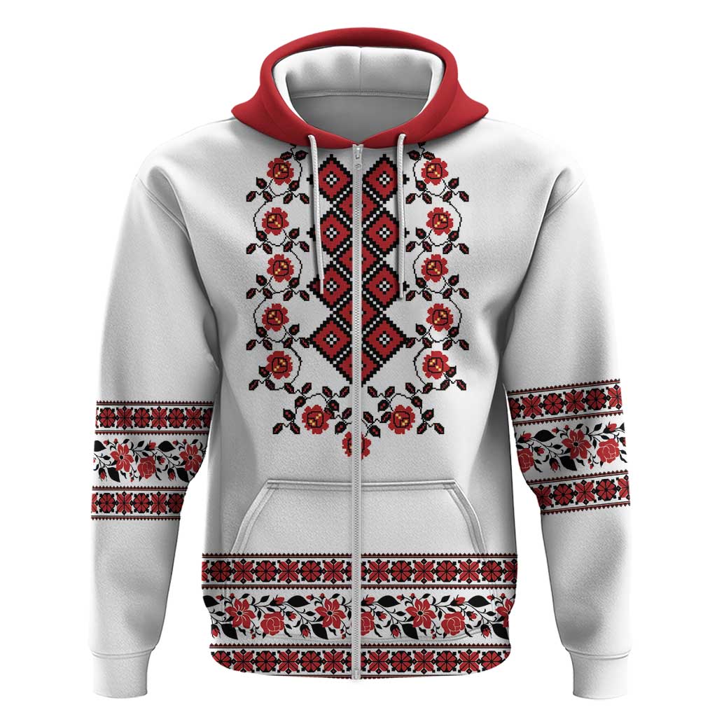 Ukraine Zip Hoodie Ukrainian Traditional Folk Patterns